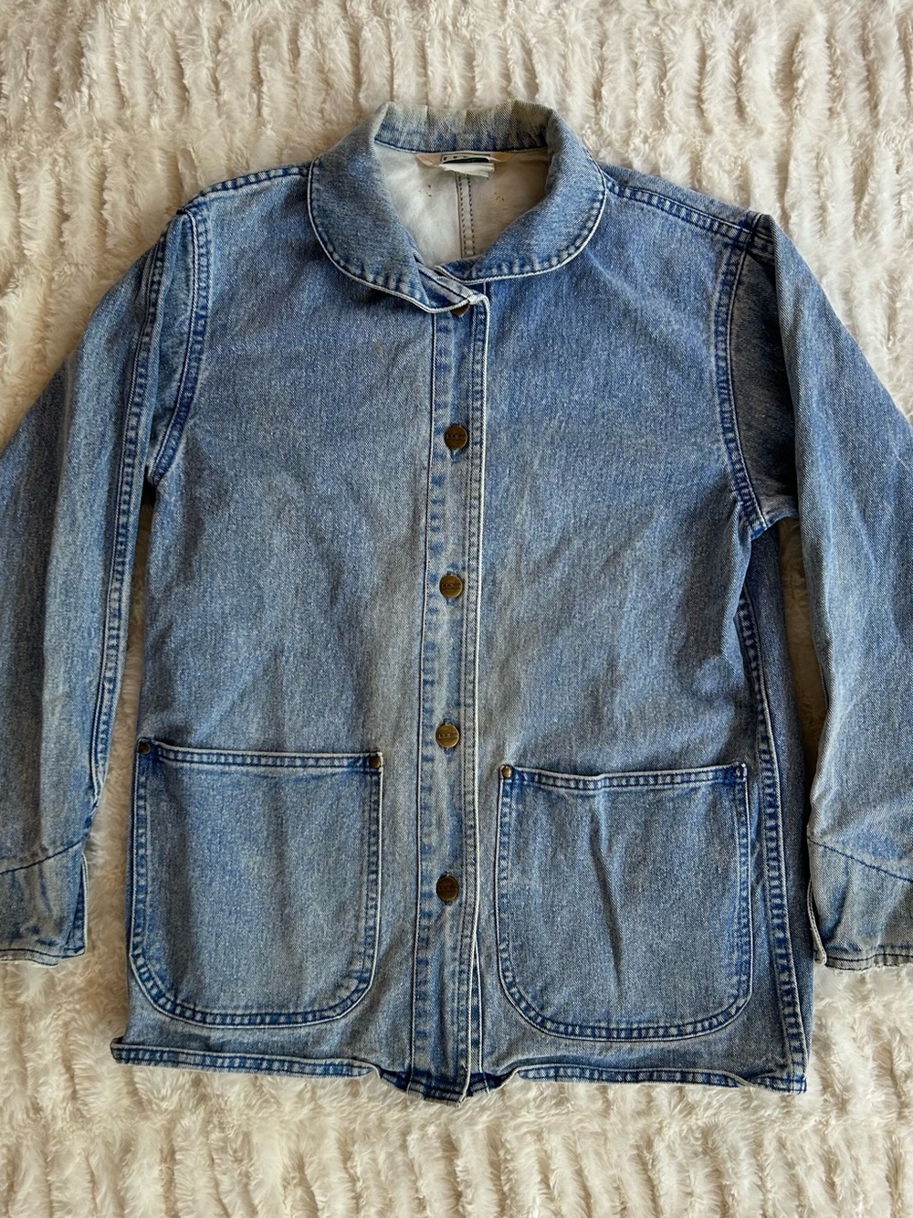 Made in USA LL Bean Vintage Chore Coat Barn Jacket Denim Womens S